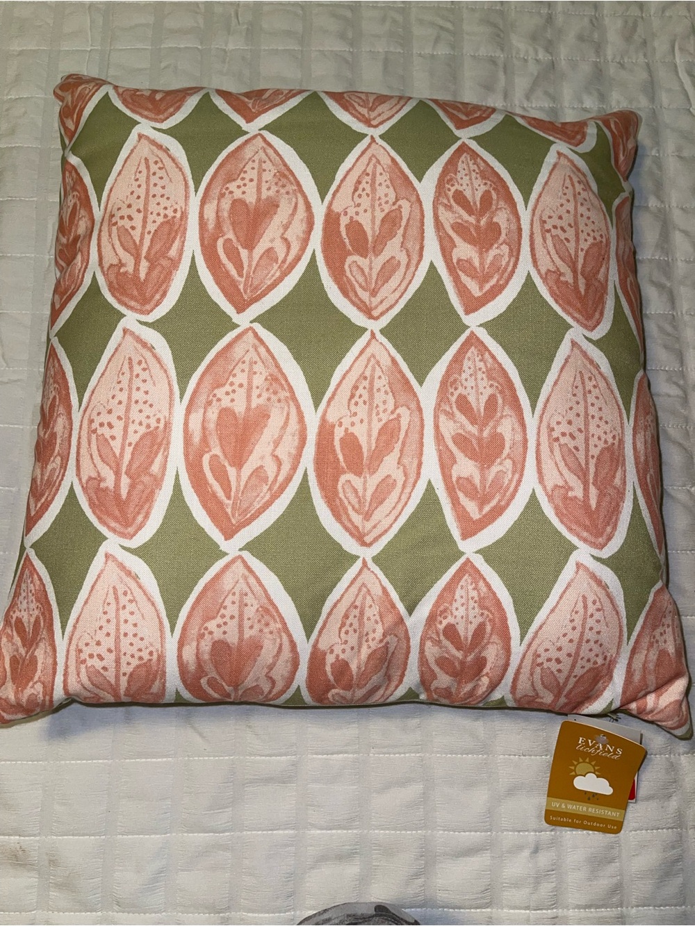 Evans Lichfield Coral & Olive Botanical Outdoor Accent Pillow